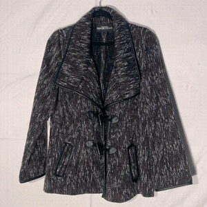 Northern Reflections Brown Black Wool Blend Toggle Closure Pea Coat Sweater L